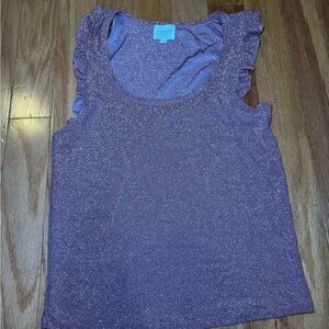 New! Mauve Sparkly Ruffle Sleeve Top
